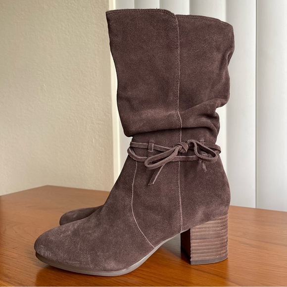 Violet & Red Janine Slouch Suede Boots Size 7.5 Brown - Picture 2 of 14